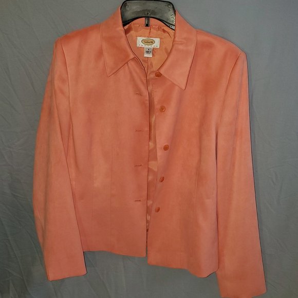 483- Talbots Petites Fitted Jacket back Darts Fully lined peach sz 8 - Picture 1 of 8